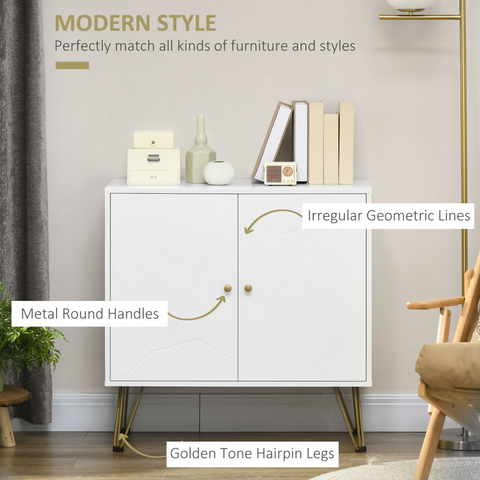 HOMCOM Freestanding Storage Cabinet with Adjustable Shelves for Living Room