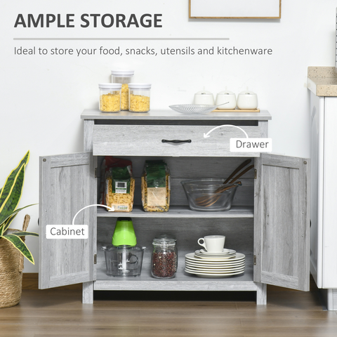 Farmhouse Barn Door Sideboard Buffet Storage Cabinet Coffee Bar Grey Grain