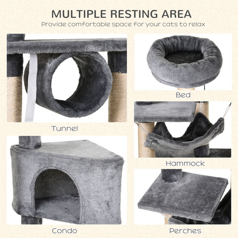 150CM Cat Tree Tower Kittens Activity Stand House Scratching Posts Pawhut