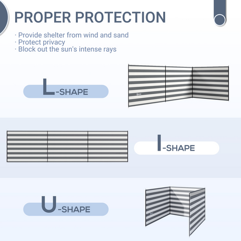 Outsunny Camping Windbreak Portable Wind Blocker Privacy Wall, 540cm x 150cm