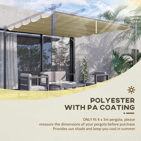 Outsunny Pergola Shade Cover Replacement Canopy for 4 x 3(m) Pergola, Beige