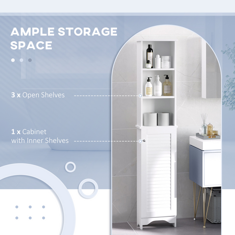 MDF 6-Tier Tall Bathroom Storage Cabinet White