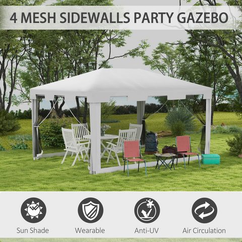 Outsunny 4 x 3m Party Tent Waterproof Garden Gazebo Canopy Wedding Cover Shade