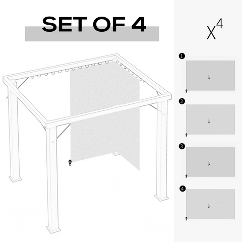 4Pk Gazebo Replacement Sidewalls Privacy Panel for Most 3 x 4m Light Grey