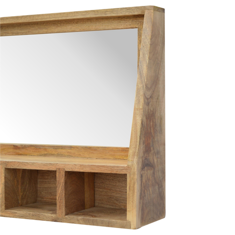Artisan Furniture Solid Wood 5 Slot Floating Unit with Mirror, Beige