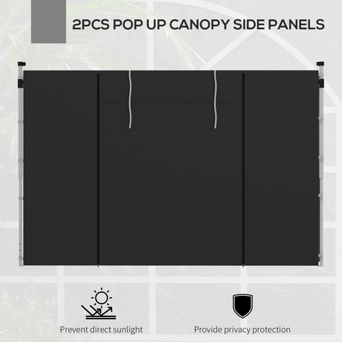 Outsunny 3x3(m) or 3x6m Pop Up Gazebo Side Panels Replacement, 2 Pack, Black