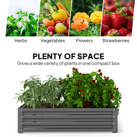 Outsunny Raised Garden Bed Metal Garden Flower Vegetable Planter Light Grey