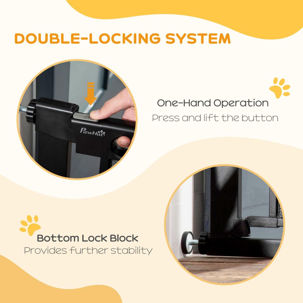 Pressure Fit Safety Gate for Doors Dog Gate Auto Close, 75-103 cm Black PawHut