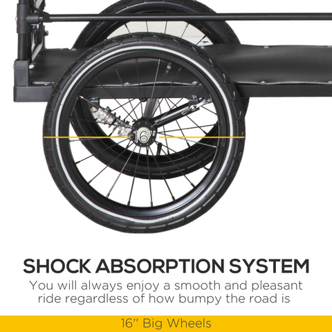 HOMCOM Bike Trailer Wagon Bicycle Cargo Trailer with Suspension, 2 Wheels, Black