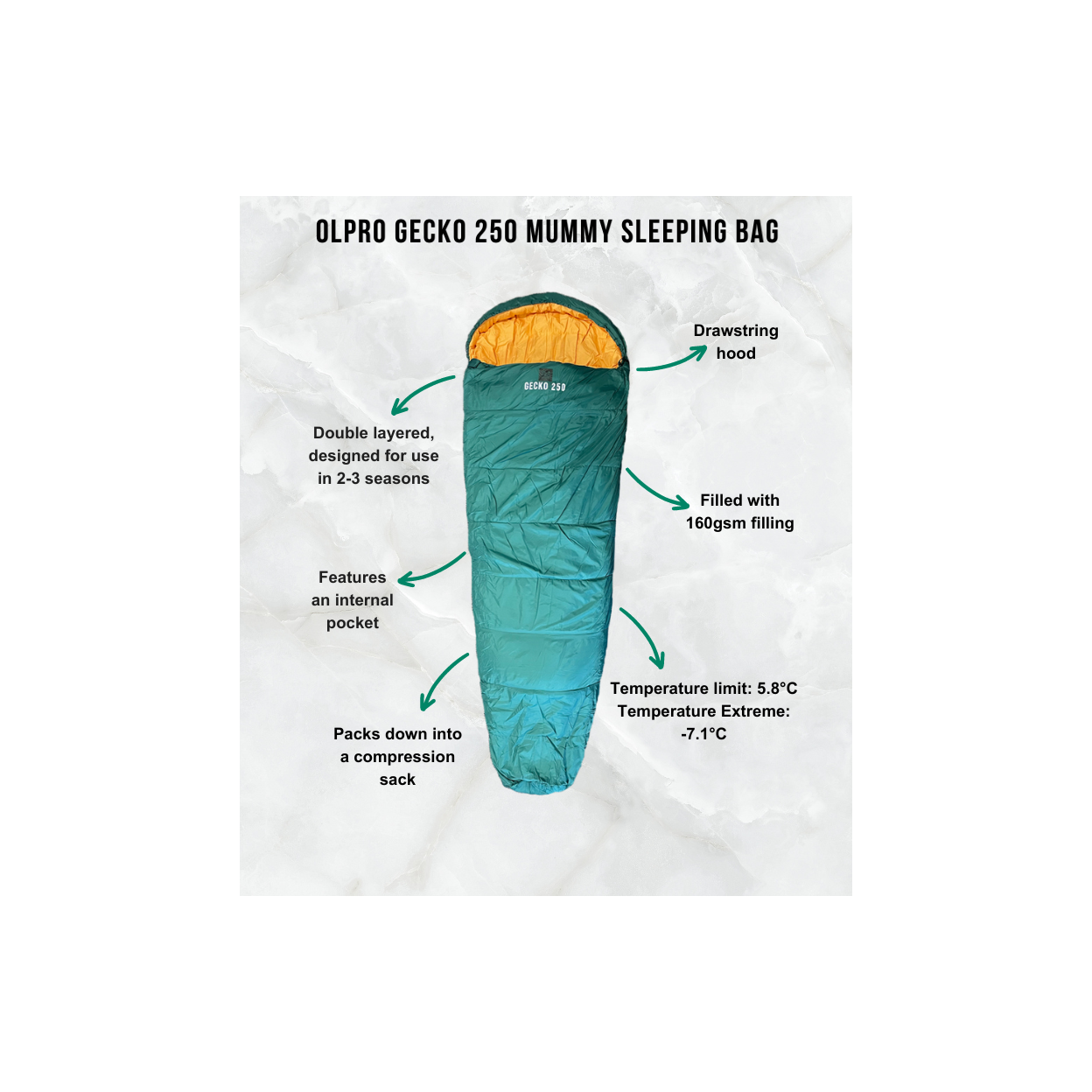 Gecko 250 Mummy Sleeping Bag
