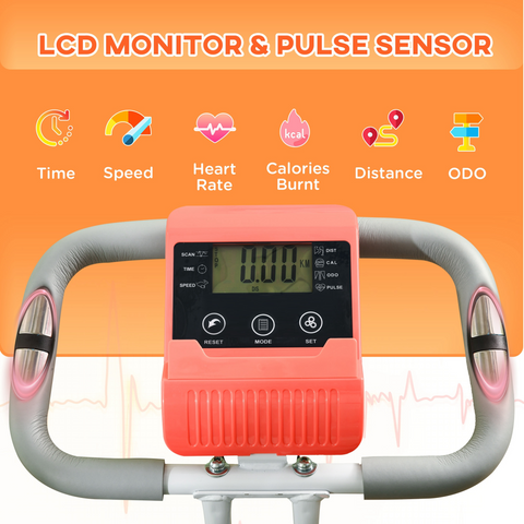 2-In-1 Upright Exercise Bike 8-Level Adjustable with Pulse Sensor Orange
