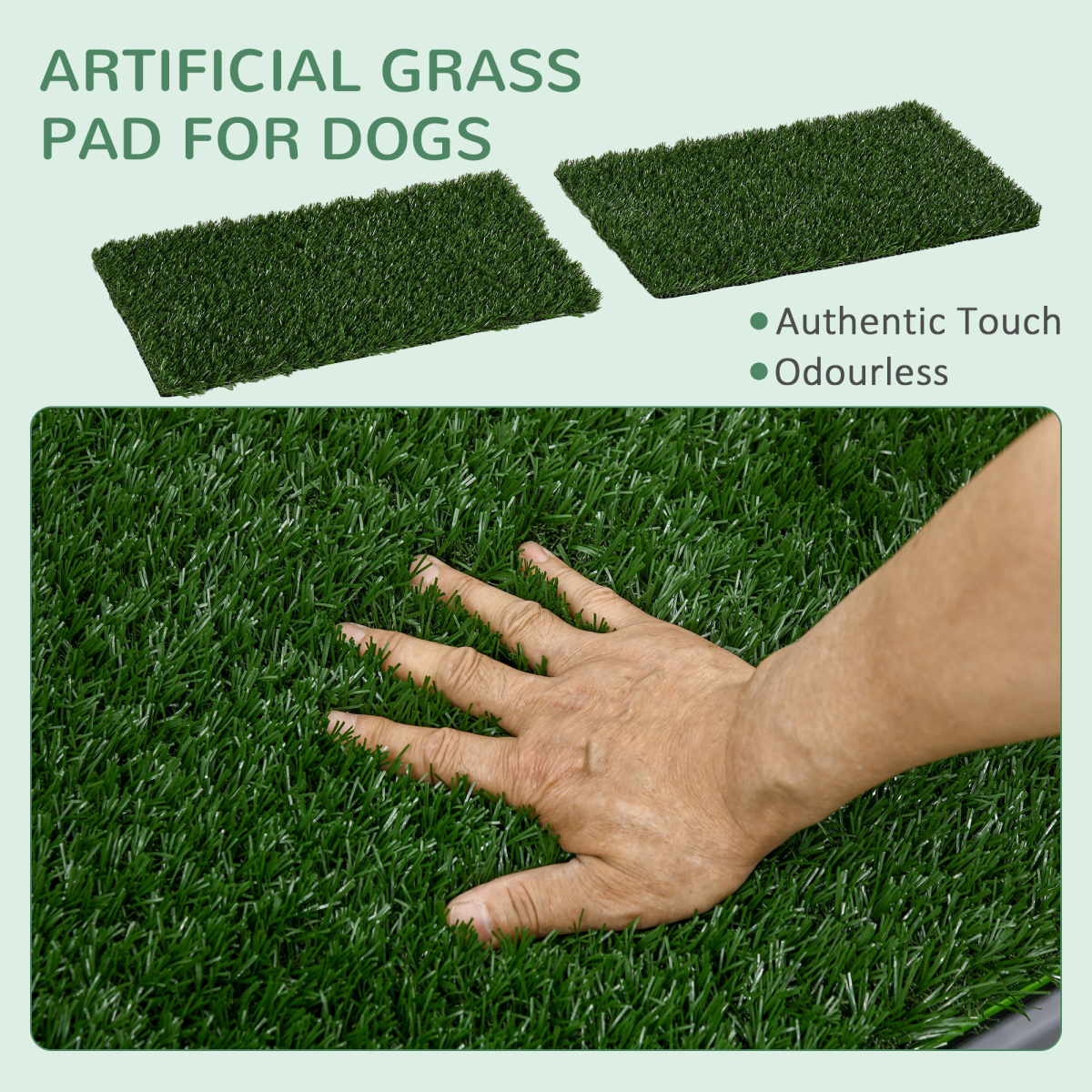 PawHut Dog Toilet with 2 Packs Artificial Grass Pads, 67 x 41cm, Green