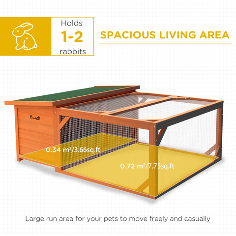 Wooden Rabbit Hutch with Run Small Animal Guinea Pig House 125.5 x 100 x 49cm