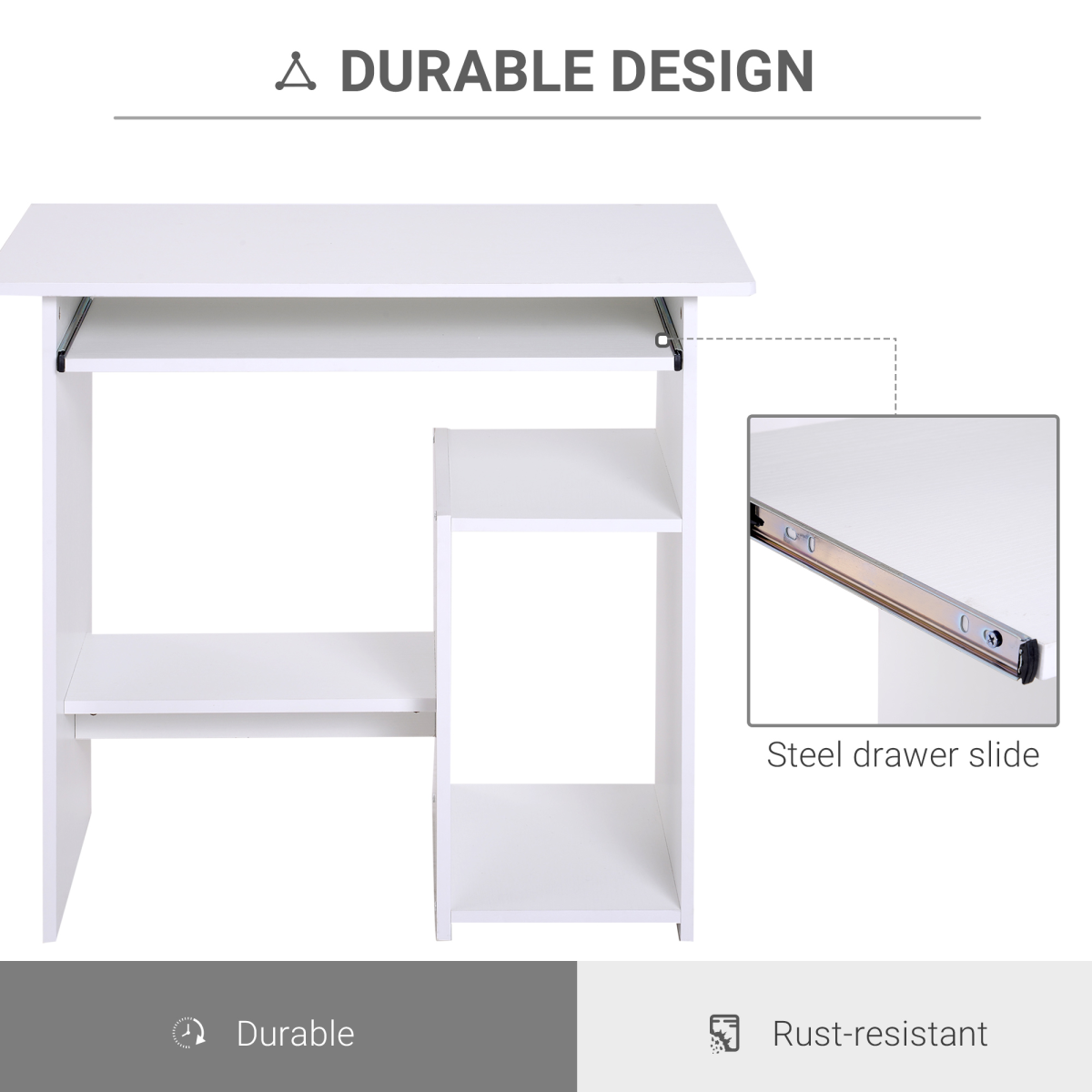 Computer Desk, 73.5H cm-White