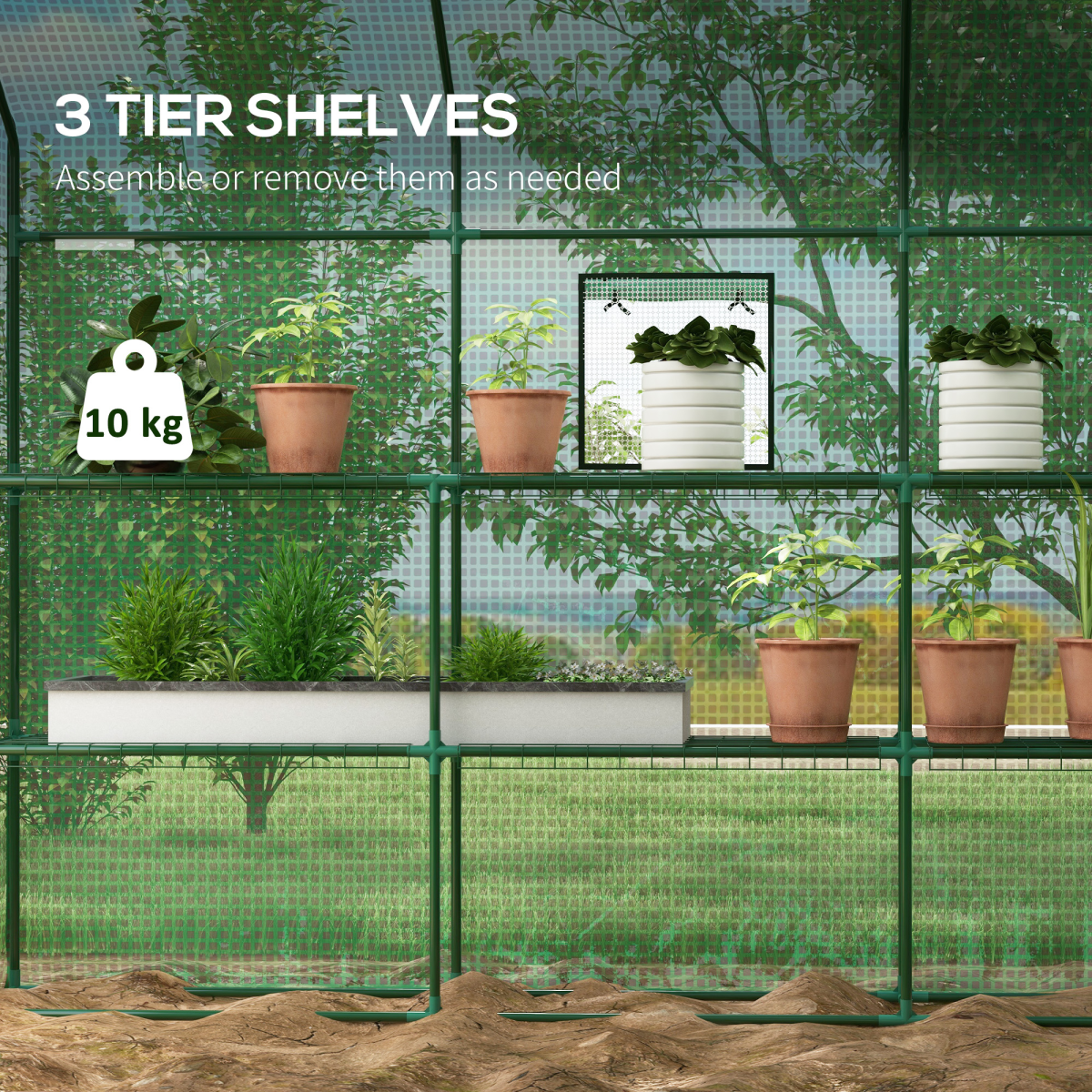 Outsunny Walk-in Outdoor Green House with Door and Mesh Windows, Green