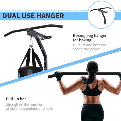 Heavy Punch Bag Hanger Wall Mount Chain Swivel Bracket Bar Steel, Black HOMCOM