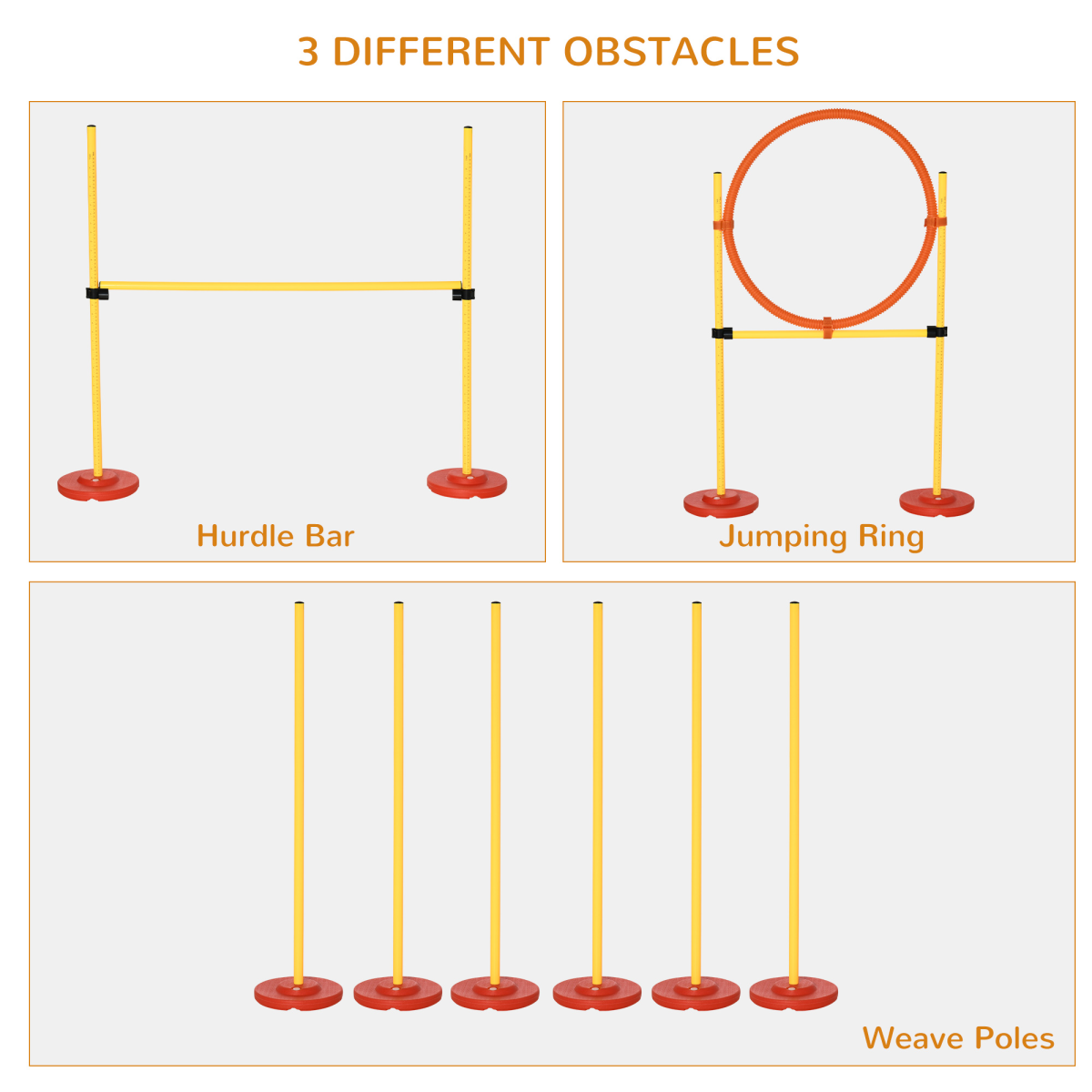 Portable Pet Agility Training Obstacle Set for Jumping Pole,Ring,Turnstile poles