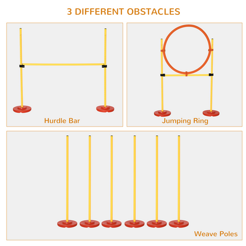 Portable Pet Agility Training Obstacle Set for Jumping Pole,Ring,Turnstile poles
