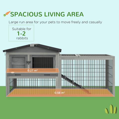 Pawhut Rabbit Hutch Pet House Outdoor Run Design w/ Water-Resistant Paint Ramp