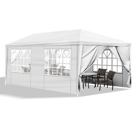 10'x20' Outdoor Party Tent with 6 Removable Sidewalls, Waterproof Canopy Patio Wedding Gazebo, White