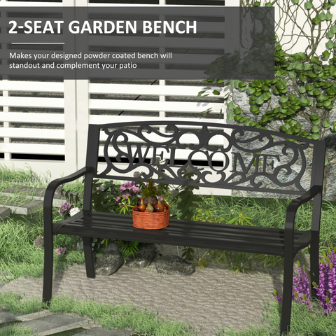 126Lx60Wx85H cm Steel Bench-Black