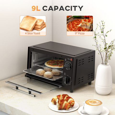Mini Oven, 9L Countertop Electric Grill, Toaster Oven  750W