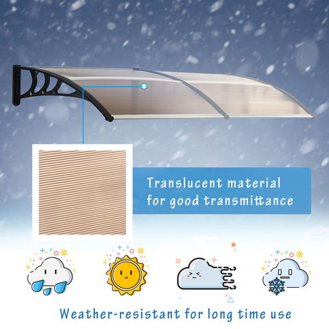 Outsunny 80 L x 195 W x 23 H cm Clear Polycarbonate Curved Awning Black