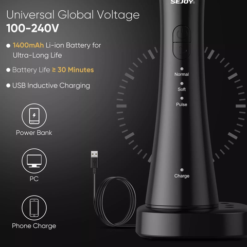 Dyzi Cordless Oral Irrigator Dental Water Flosser TB5011 3 Modes IPX7 Black