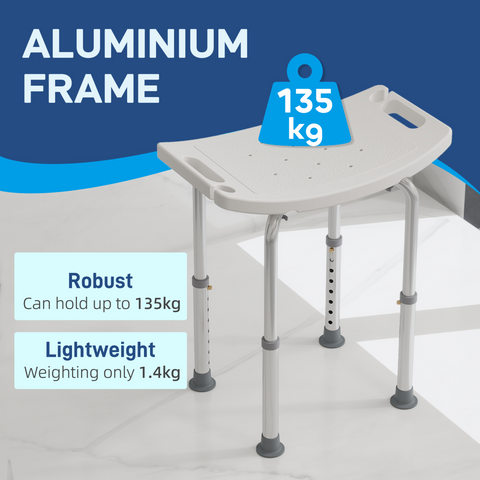 Mobility Shower and Bath Stool Bench with Non-Slip Aluminum Frame HOMCOM