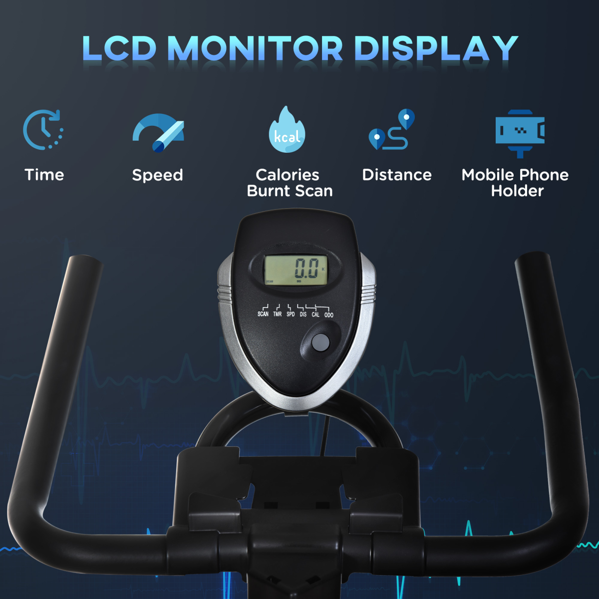 Exercise Training Bike Indoor Cycling Bicycle Trainer LCD Monitor