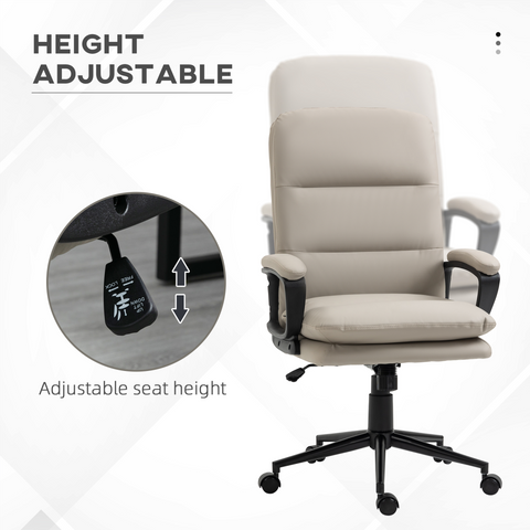 Vinsetto PU Leather Office Chair for Home with Arm, Adjustable Height, Grey
