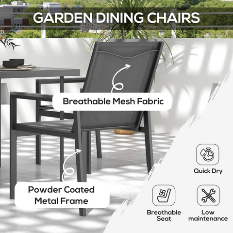 Outsunny 5 Piece Garden Dining Set, Outdoor Table and 4 Chairs, Grey