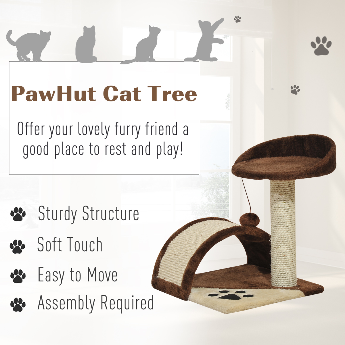 Cat Tree Kitten Scratching Scratcher Cosy Sisal Home Play Rest Activity Exercise