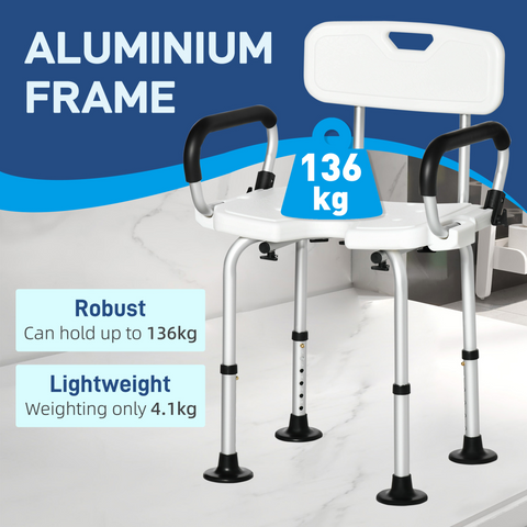 Adjustable Shower Stool with Suction Foot Pads for Elderly Disabled