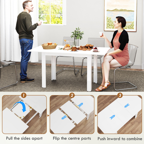 HOMCOM Extendable Dining Table, Seats 4-6 People, High Gloss White