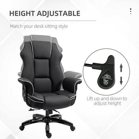 Piped PU Leather Padded High-Back Computer Office Gaming Chair Black Vinsetto