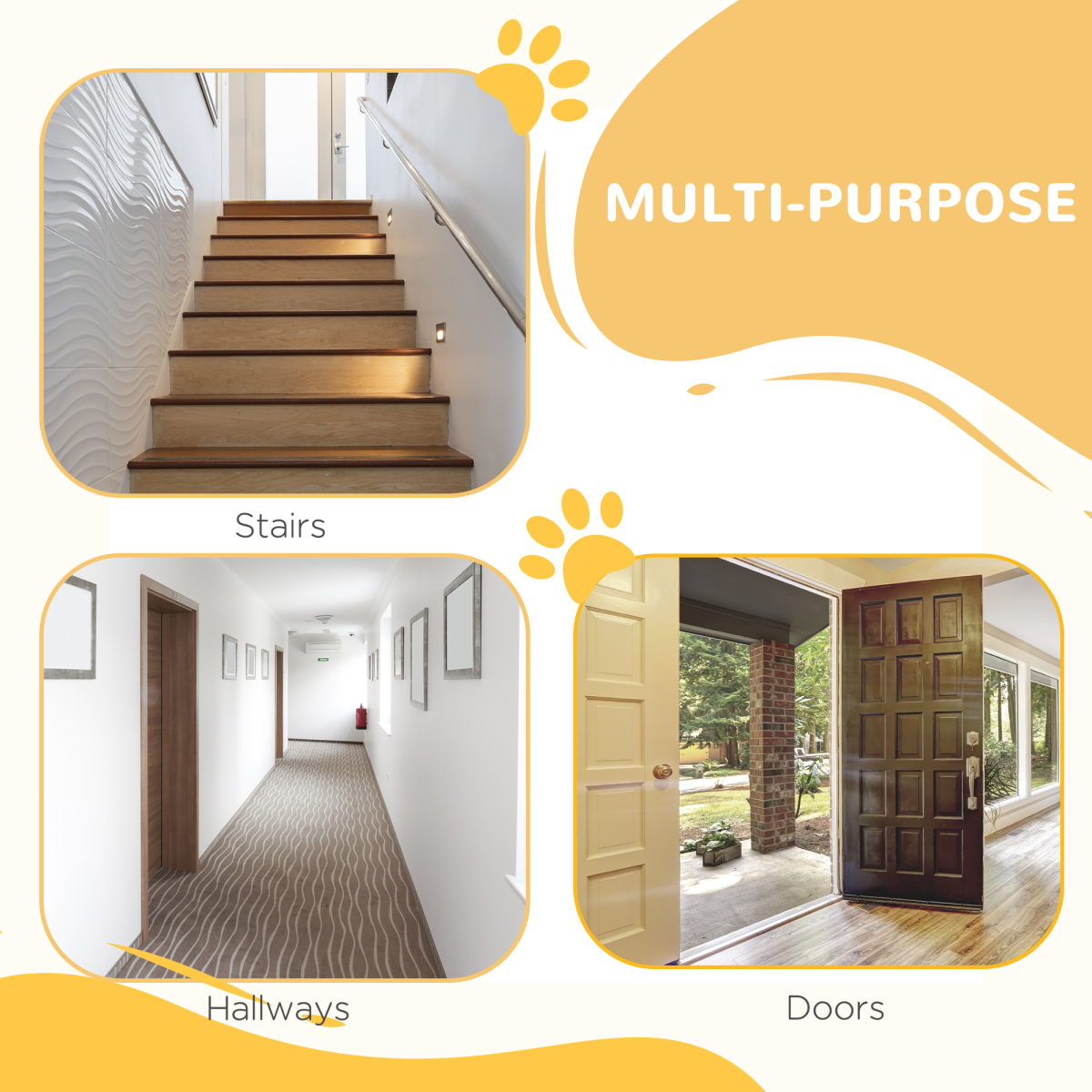 Pressure Fit Dog Gate Pet Barrier for stairs doorway, 76-107cm Width White