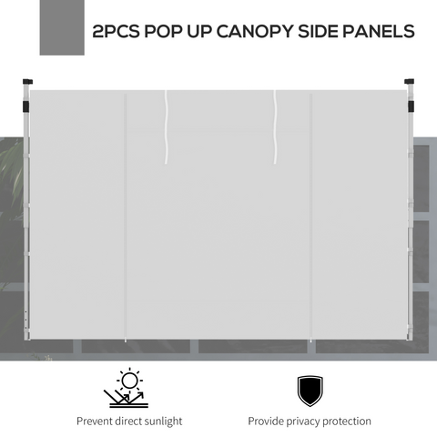 Outsunny 3x3(m) or 3x6m Pop Up Gazebo Side Panels Replacement, 2 Pack, White