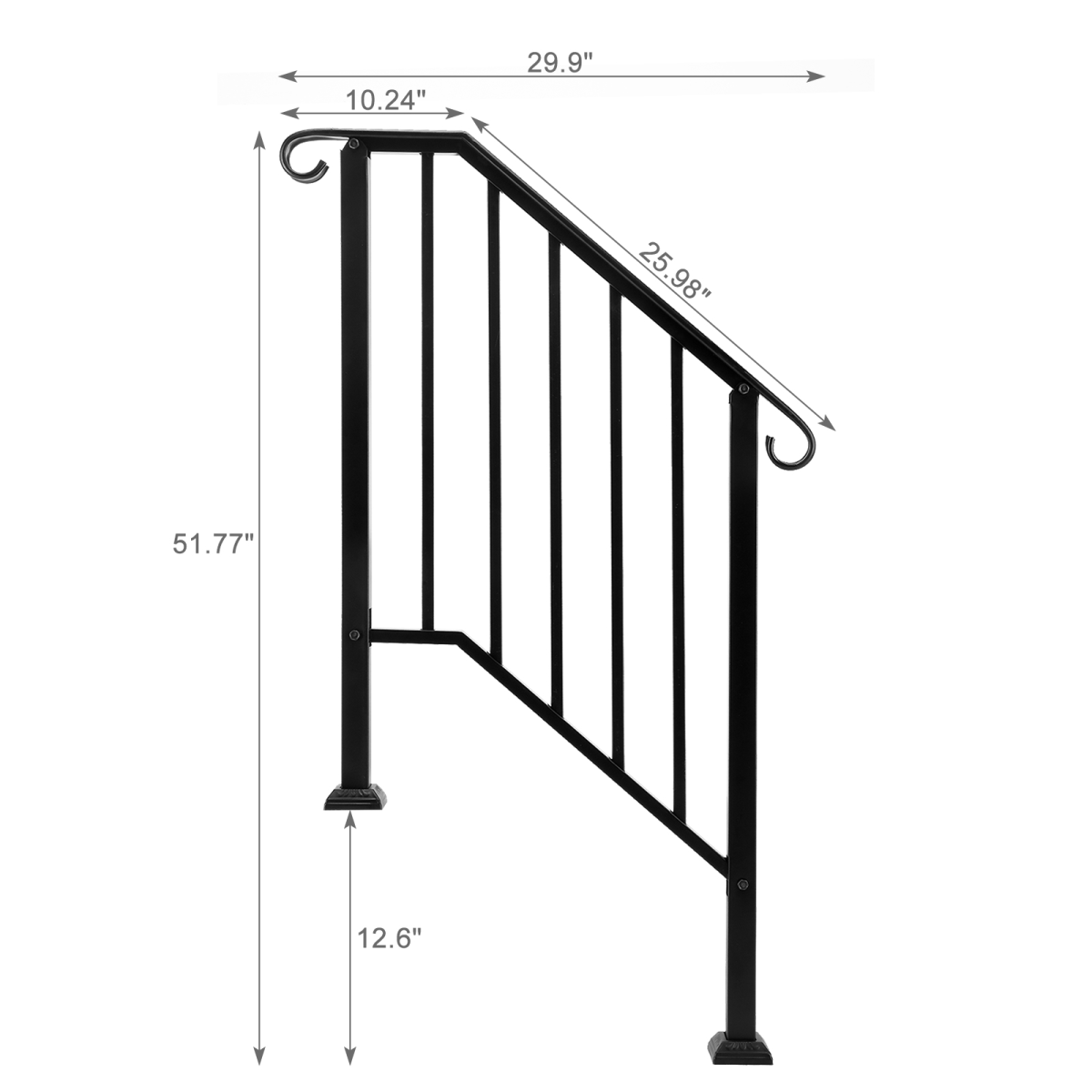[Same Code：55022277  82359152]Artisasset Matte Black Outdoor 2-Step Iron Handrail