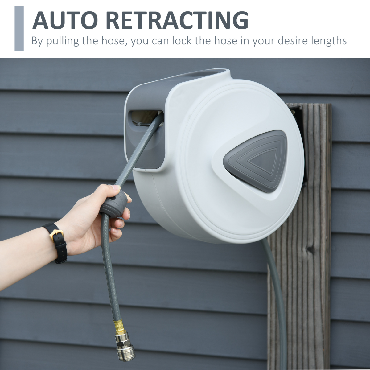 Retractable Air Hose Reel Auto Self-Winding Wall Mount 1/4" 15m힍 Durhand