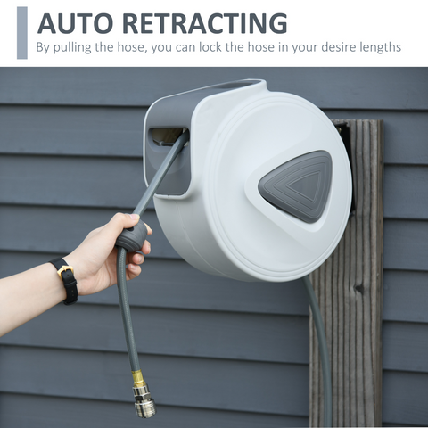 Retractable Air Hose Reel Auto Self-Winding Wall Mount 1/4" 15m힍 Durhand