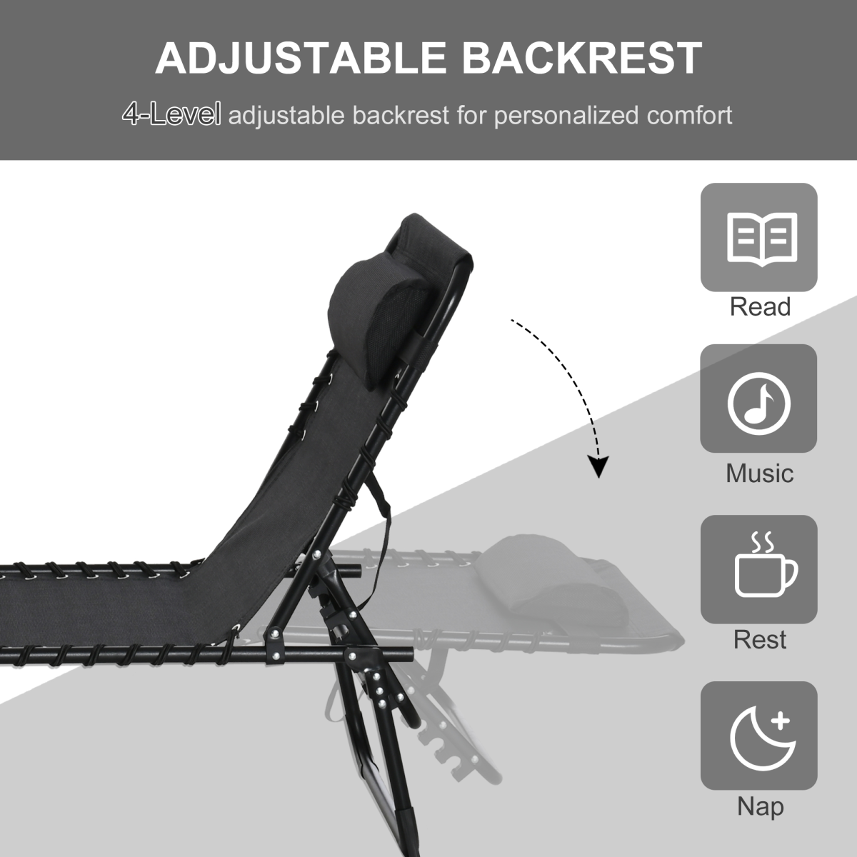 Sun Lounger Reclining Cot Foldable Folding Garden Chair Bed Relaxer Outsunny