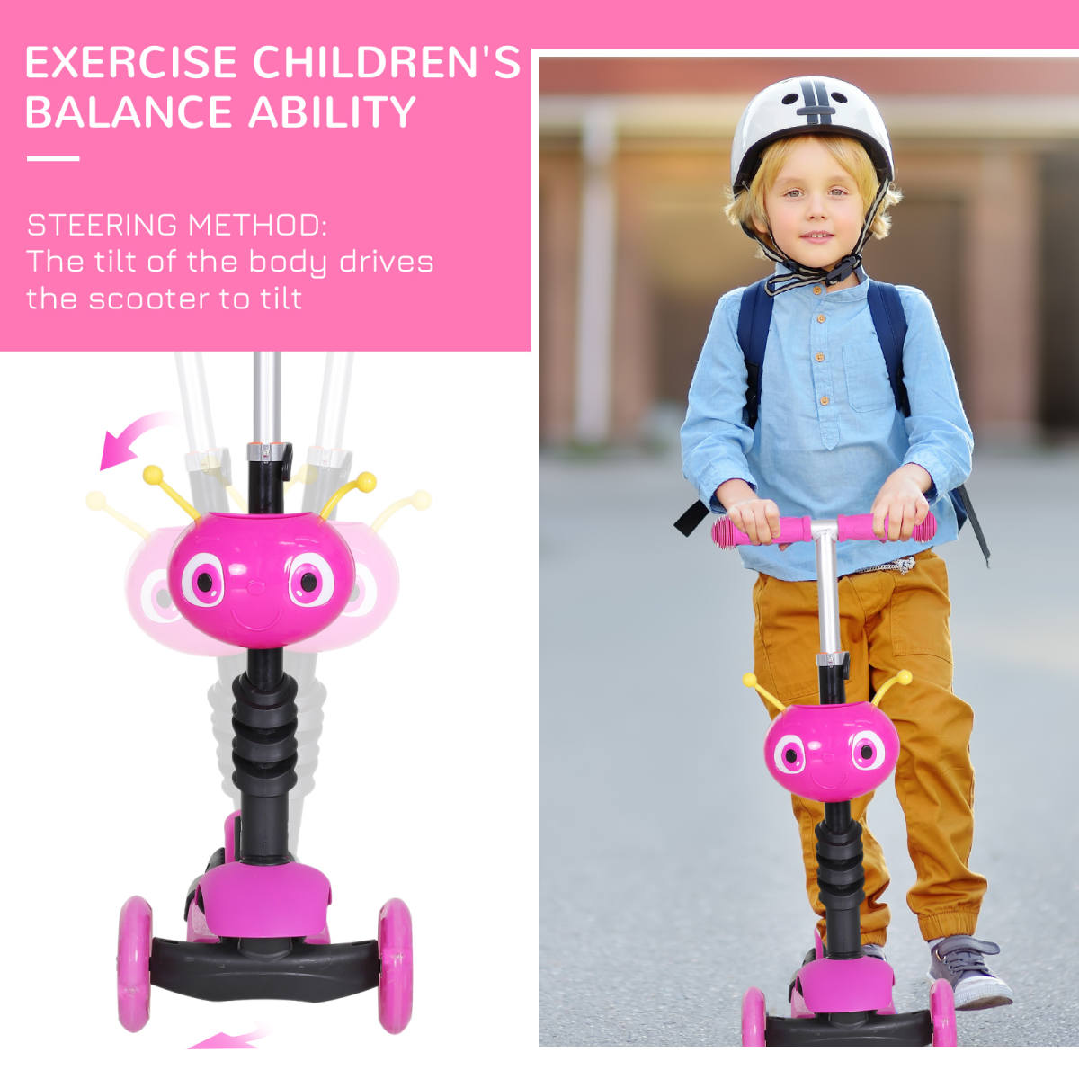 5-in-1 Kids Baby Toddler Kick Scooter Removable Seat Height Adjustable