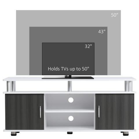 HOMCOM TV Cabinet Stand Entertainment Center Media Console Storage Grey, White