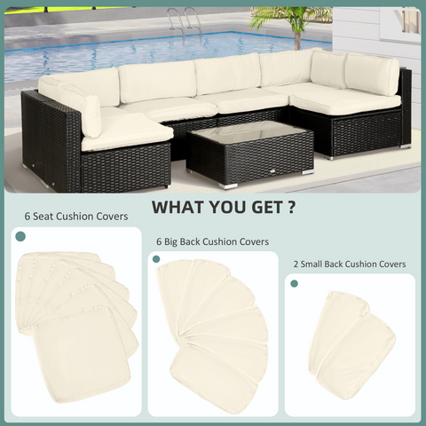 12-Piece Cusion Replacement for Outdoor Garden Rattan Furniture Beige