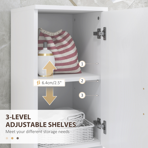 kleankin Tall Bathroom Storage Cabinet, Slim Bathroom Cabinet with Soft Close