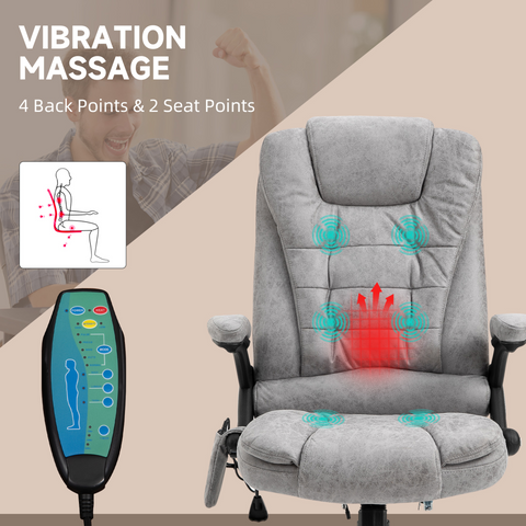 Executive Reclining Chair w/ Heating Massage Points Relaxing Headrest Grey