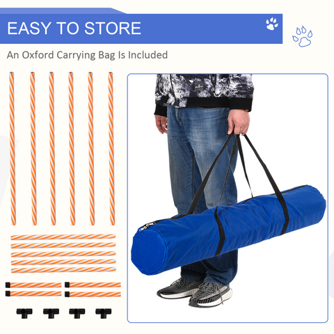 Dog Agility Weave Poles Training Obstacle Course Set Slalom Equipment w/ Whistle