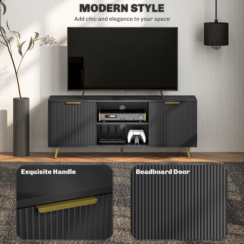 HOMCOM Modern TV Stand Cabinet with Storage for Living Room, Black