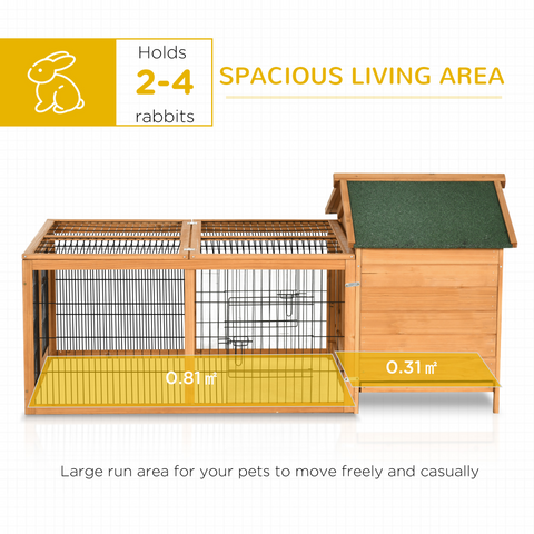 Wooden Rabbit Hutch Detachable Pet House with Openable Run & Roof